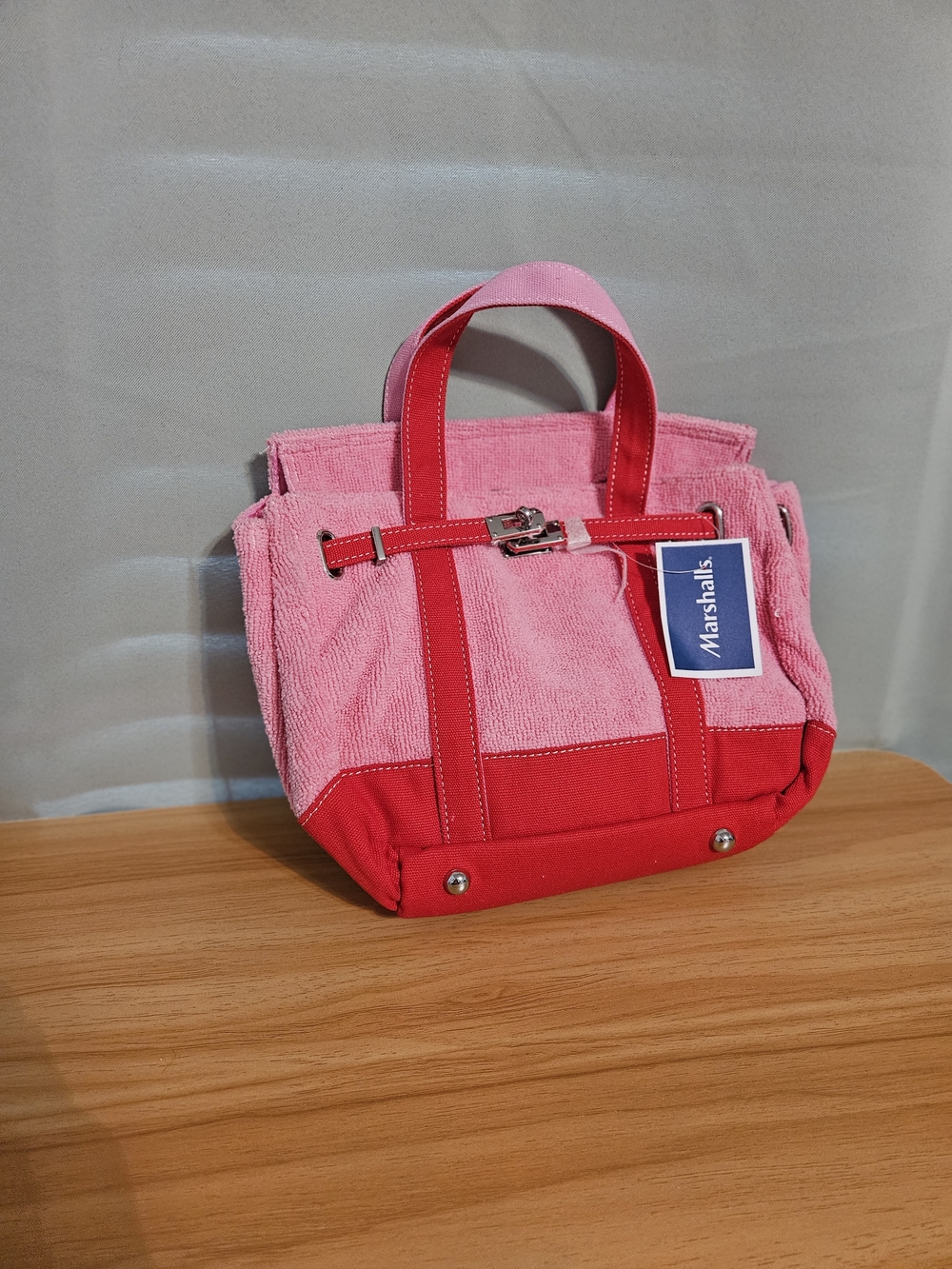 Marshalls Two-Tone Pink Tote with Hot Pink Trim